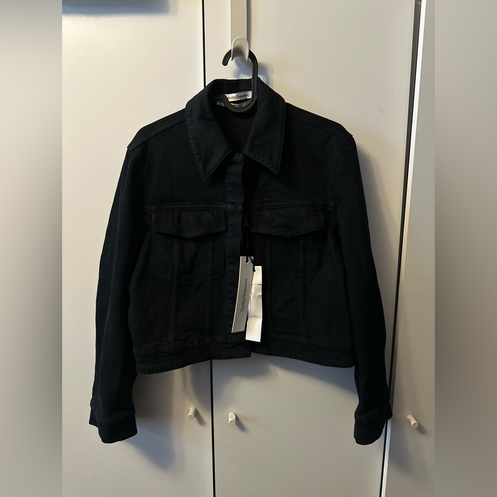 Another Tomorrow Cropped Denim Jacket